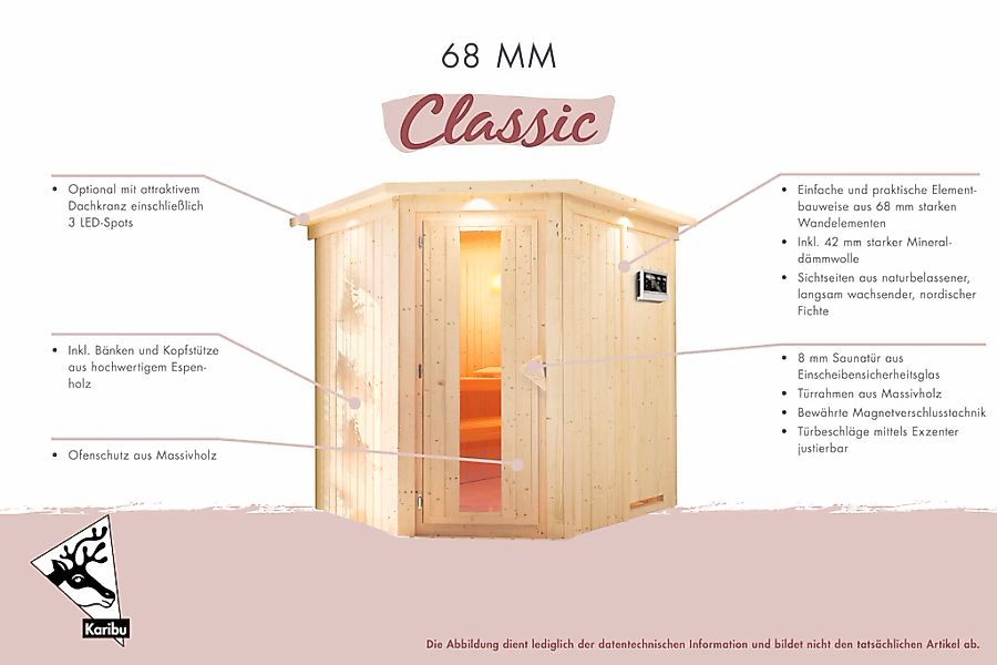 Karibu Sauna »»Liyah« mit bronzierter Tür und Kranz naturbelassen«, in vers günstig online kaufen