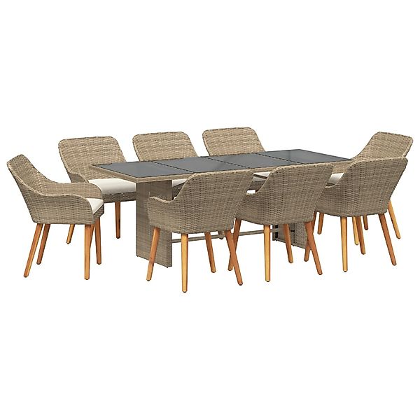 vidaXL 9-Teiliges Garten Esstisch Set Beige Poly Rattan 3261630 günstig online kaufen