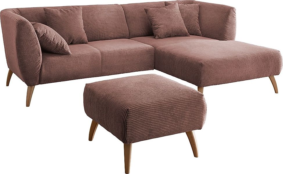 INOSIGN Ecksofa »Colori L-Form«, Holzfußfarbe wählbar, inkl. 4x Zierkissen günstig online kaufen