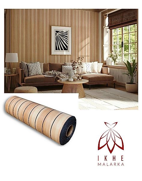 IKHEMalarka 3D Wandpaneel Selbstklebende Dekor Lamellen in Rolle – Holzopti günstig online kaufen