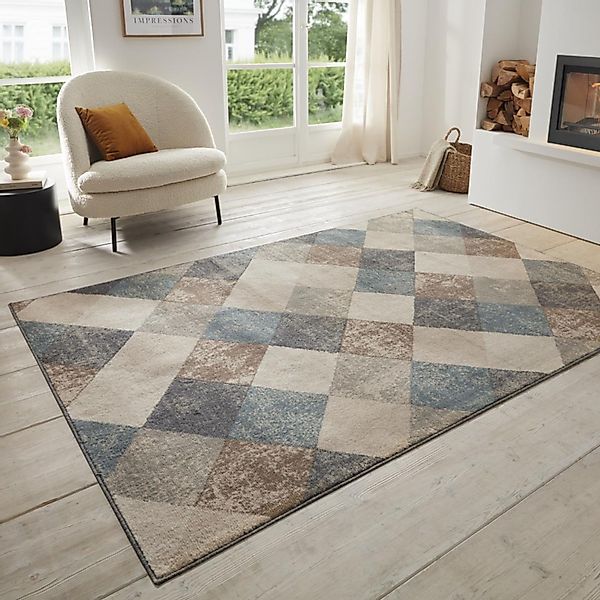 HANSE Home Teppich »Bakke«, rechteckig, 8 mm Höhe, Kurzflor, Läufer, Rauten günstig online kaufen