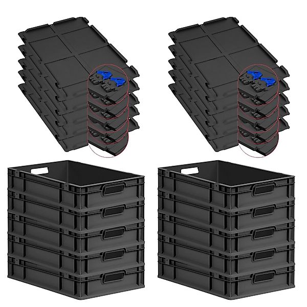 PROREGAL SuperSparSet 10x Eurobox Nextgen Grip Mit Scharnierdeckel Und Blau günstig online kaufen