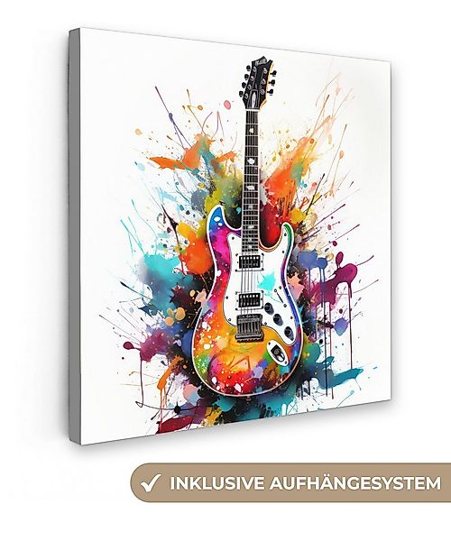 OneMillionCanvasses® Leinwandbild Gitarre - Graffiti - Musik - Weiß, Fotodr günstig online kaufen