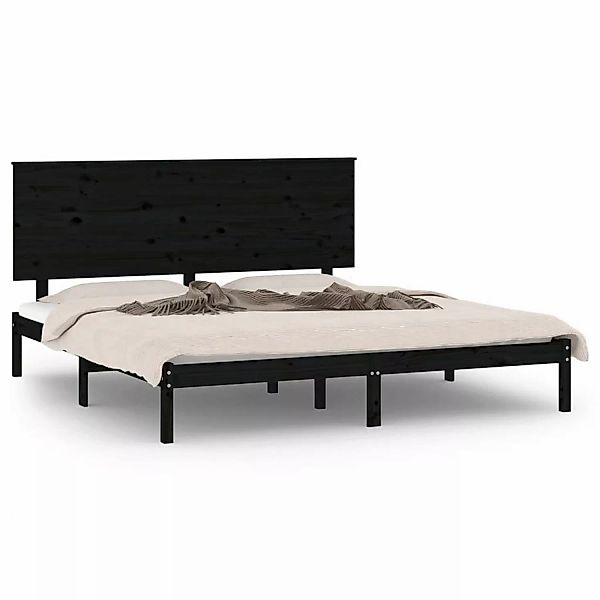 vidaXL Massivholzbett Schwarz Kiefer 200x200 cm1157078 günstig online kaufen