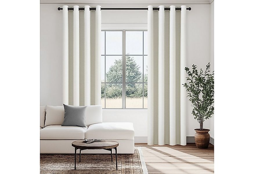 Topfinel Gardine mit ösen leinen verdunkelungsvorhang thermo 2er set wohnzi günstig online kaufen