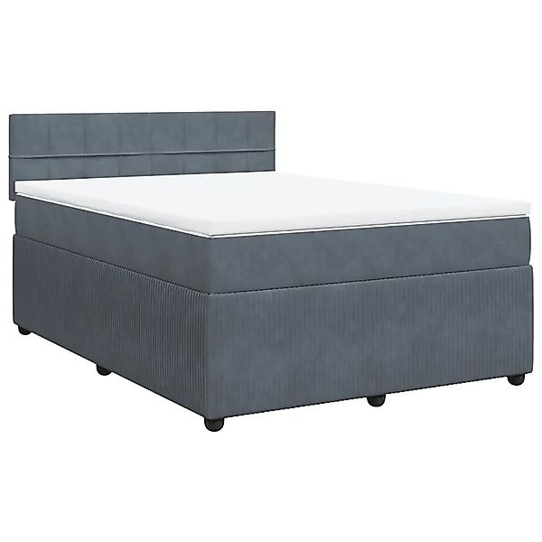 vidaXL Boxspringbett mit Matratze Dunkelgrau 140x200 cm Samt 3290059 günstig online kaufen