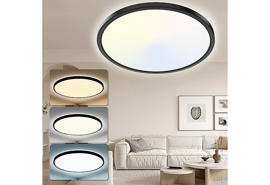 POPOLIC LED Deckenleuchte 24W 6000K/4000K/3000K, Deckenlampe 3 Farbtemperat günstig online kaufen