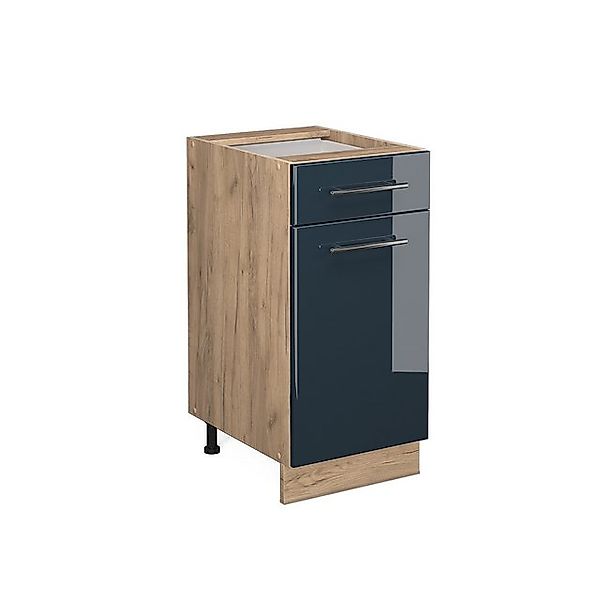 Vicco Küchenunterschrank Fame-Line Dunkelblau Hochglanz/Goldkraft Eiche 40 günstig online kaufen