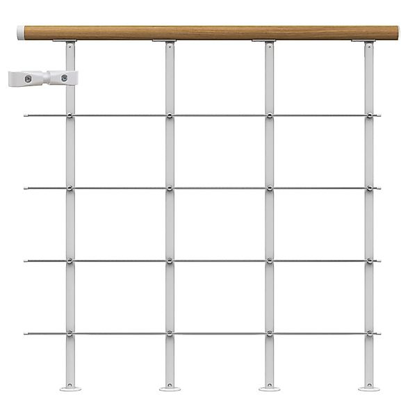 Dolle Brüstungsgeländer Boston Startset 100 cm Weiß Handlauf Eiche FSC® günstig online kaufen