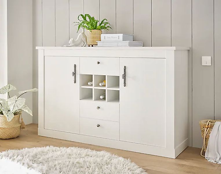 Home affaire Sideboard "RAVENNA", im romantischen Landhausstil, Griffe aus günstig online kaufen