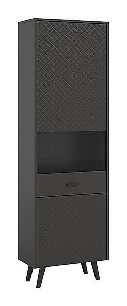 freiraum Stauraumvitrine Linea 2 Türen, 5 Schübe, in grau - 58x195x37cm (Bx günstig online kaufen