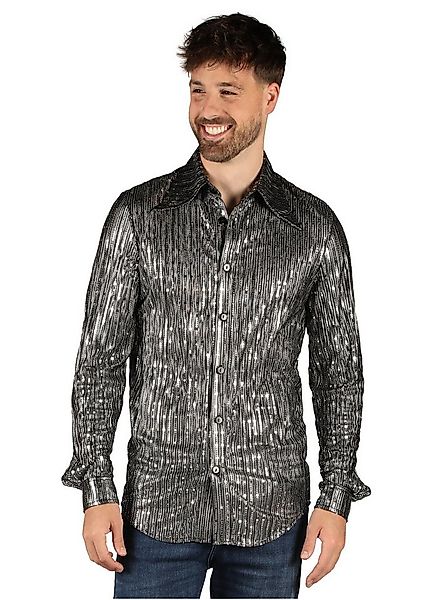 thetru Kostüm Disco Dancer Hemd silber, Eleganz mit Glanz: schillerndes Shi günstig online kaufen