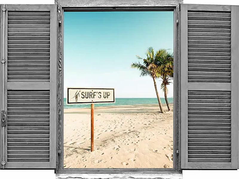 queence Wandtattoo »Palmenstrand« Wandsticker, Wandbild, selbstklebend, 3D, günstig online kaufen