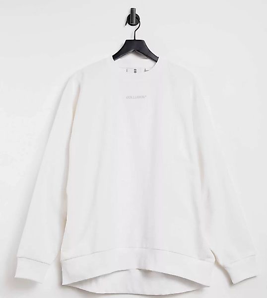 COLLUSION Unisex – Oversize Cord-Sweatshirt in Weiß, Kombiteil günstig online kaufen