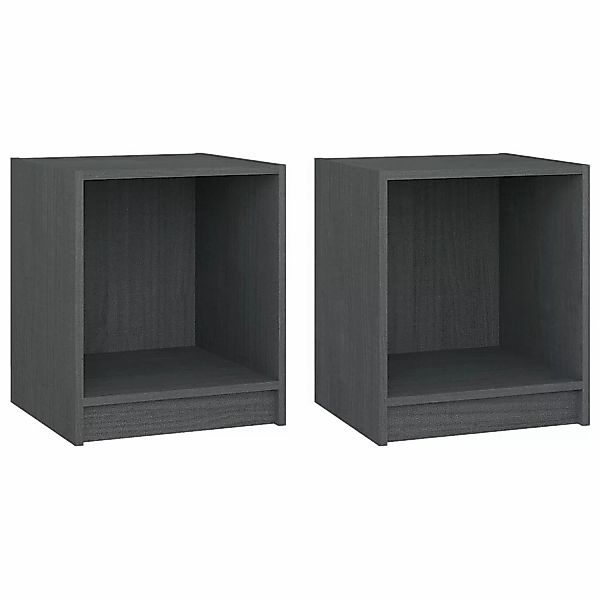 Nachttische 2 Stk. Grau 35,5x33,5x41,5 Cm Massivholz Kiefer günstig online kaufen
