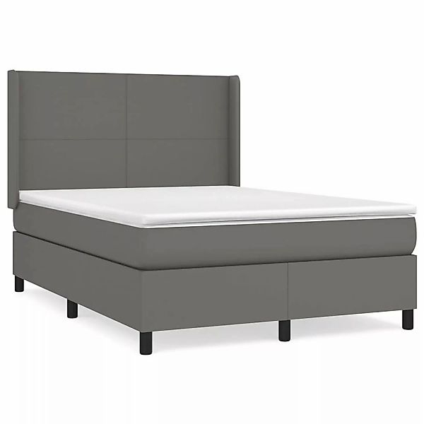 vidaXL Boxspringbett mit Matratze Grau 140x190 cm Kunstleder1466247 günstig online kaufen