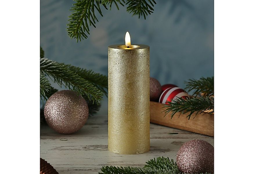 MARELIDA LED-Kerze LINA Rustik Optik Echtwachskerze flackernd Timer H: 19cm günstig online kaufen