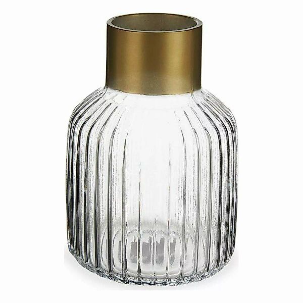 Vase Streifen Golden Durchsichtig Glas (12 X 18 X 12 Cm) günstig online kaufen