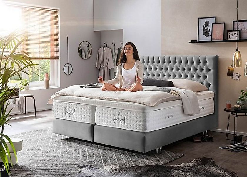 BettCo Boxspringbett Vegas (160 x 200 cm, 7-St., in Grau Velours), Chesterf günstig online kaufen