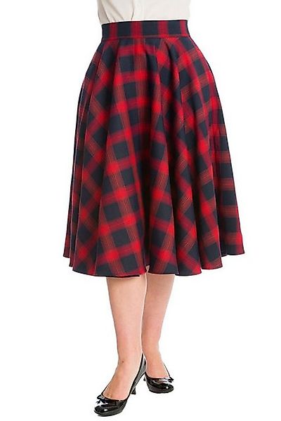 Banned A-Linien-Rock Sweet Check Rot Kariert Retro Vintage Swing Skirt günstig online kaufen
