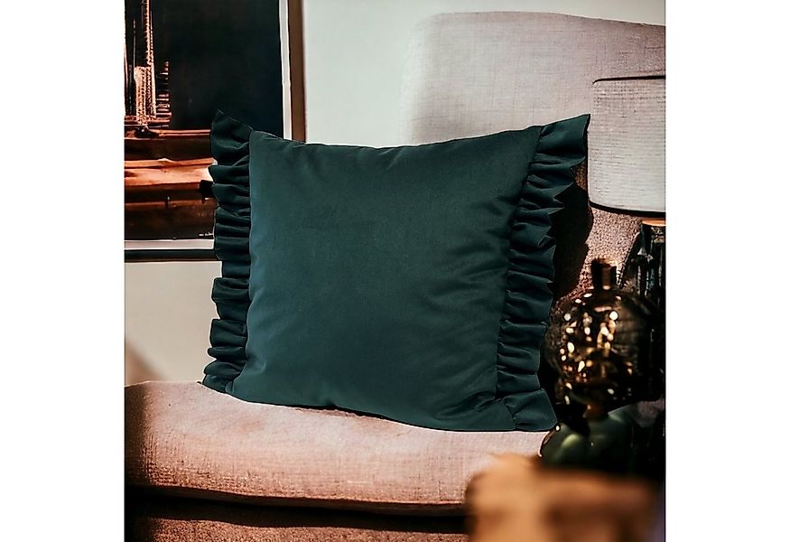 RoKo-Textilien Kissenbezug Kissenbezug mit Rüschen Samt Velvet Art Kissenhü günstig online kaufen