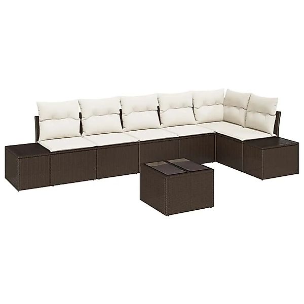 vidaXL Gartensofa-Set mit Speicher Braun und Creme Poly-Rattan 3355757 günstig online kaufen