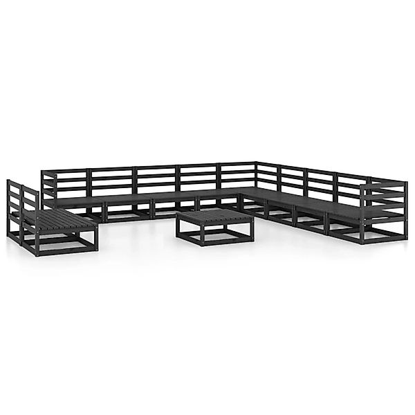 vidaXL 12-tlg Garten-Lounge-Set Schwarz Massivholz Kiefer Modell 3 günstig online kaufen