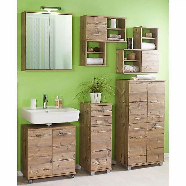 Badezimmer Badmöbel Set 6tlg, silberfiche ANZIO-04, B x H x T ca. 180 x 200 günstig online kaufen