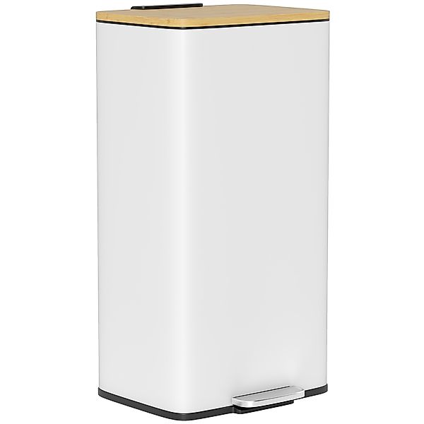 HOMCOM Küchen-Mülleimer mit Pedal, 20 L, Bambusdeckel mit Soft-Close, herau günstig online kaufen