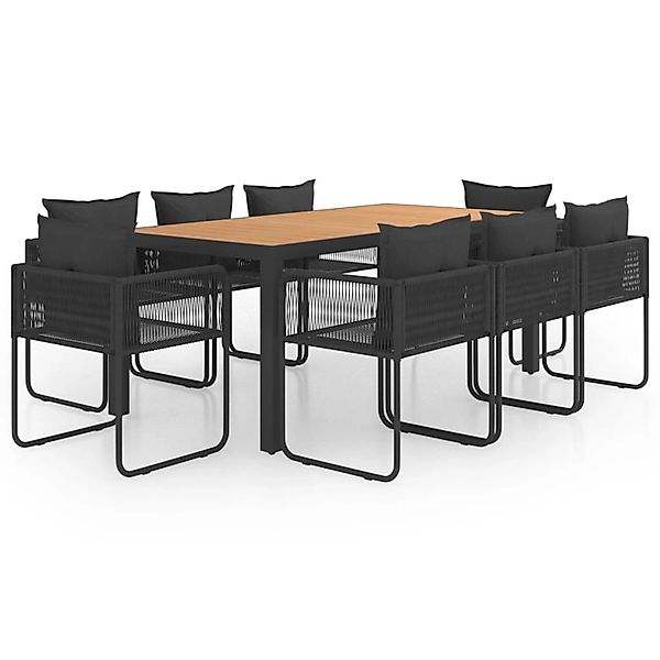 vidaXL 9-Tlg Garten-Essgruppe PVC Rattan Schwarz und Braun 3060111 günstig online kaufen