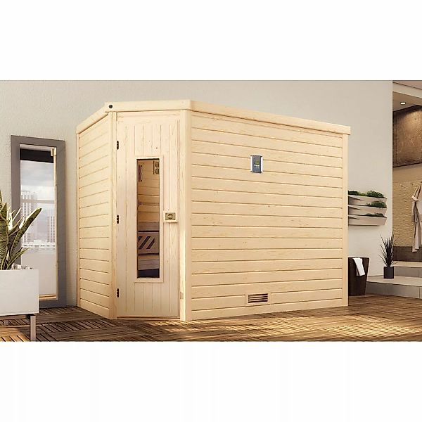 Weka Massivholzsauna Turku 3 o. Ofen Holztür günstig online kaufen