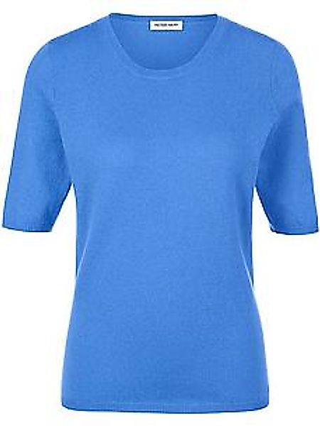 Rundhals-Pullover aus Schurwolle und Kaschmir Peter Hahn blau günstig online kaufen