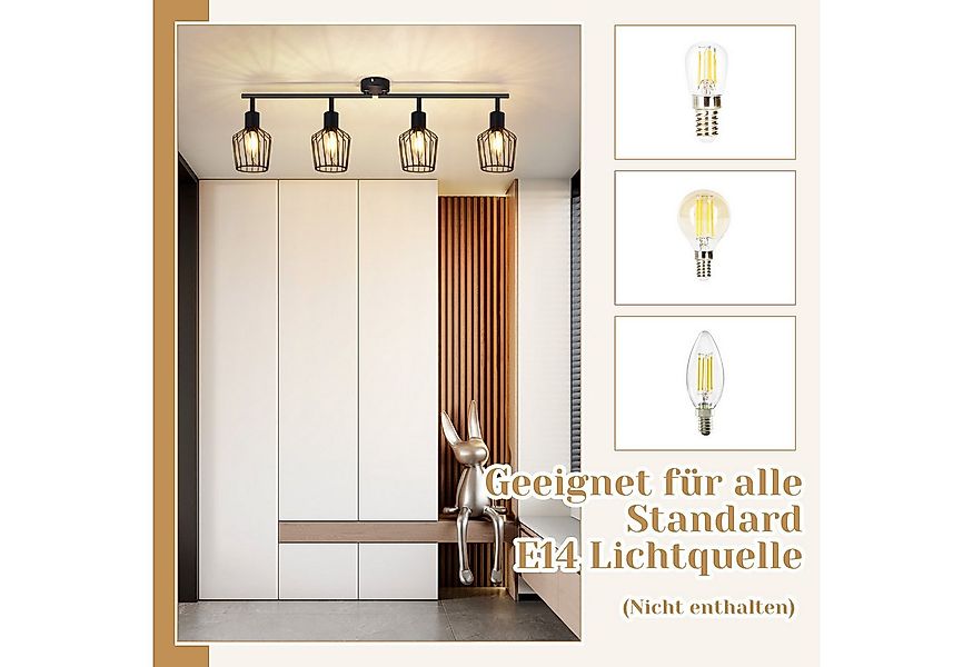 ZMH Deckenleuchte Wohnzimmer Schwarz/ Weiß 4 Flammig Deckenstrahler Drehbar günstig online kaufen