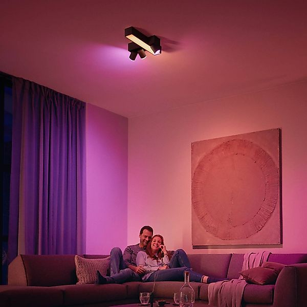 Philips Hue LED-Strahler Centris Cross schwarz 3-flg RGB CCT günstig online kaufen