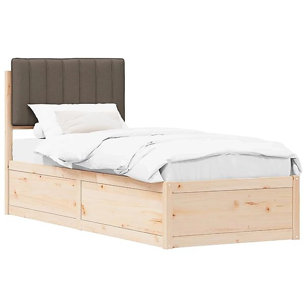 vidaXL Bettgestell mit Gepolstertem Kopfteil Taupe 75 x 190 cm 877812 günstig online kaufen