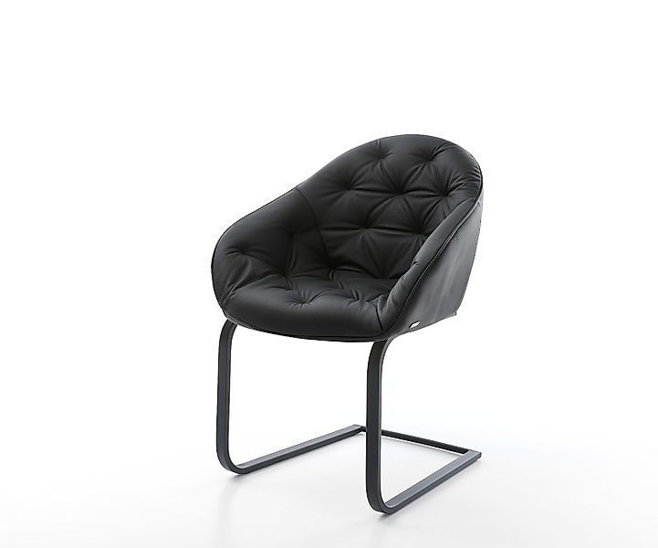 Freischwinger Gaio-Flex Echt-Leder Schwarz Freischwinger flach Schwarz günstig online kaufen