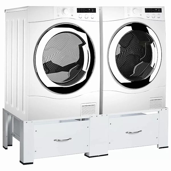 Untergestell Für Wasch- Und Trockenmaschine Mit Schubladen Weiß günstig online kaufen