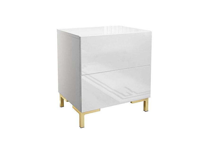 Lookway Nachttisch LINA LUX push open Beine in schwarz und gold matt, Breit günstig online kaufen