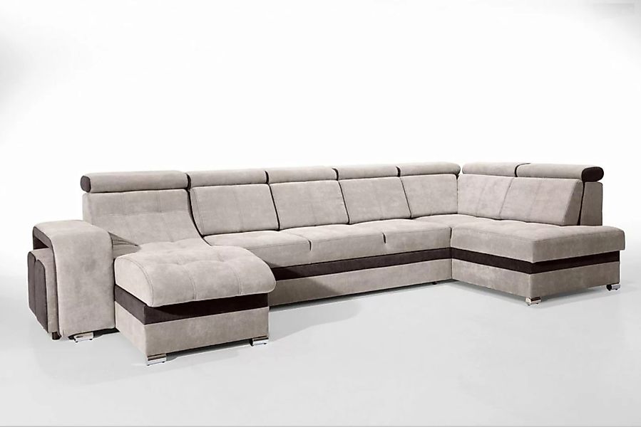 robin Big-Sofa L-Form Ecksofa: Schlaffunktion, 2 Bettkästen, 7 Kopfstützen günstig online kaufen