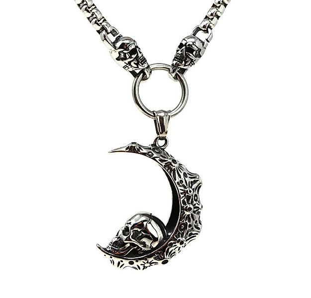 DALMARO Kette mit Anhänger Halskette Edelstahlkette 316L MASSIV MOND SKULL günstig online kaufen