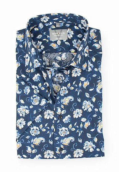 MARVELIS Kurzarmhemd Kurzarmhemd - Comfort Fit - Einfarbig - Marine günstig online kaufen