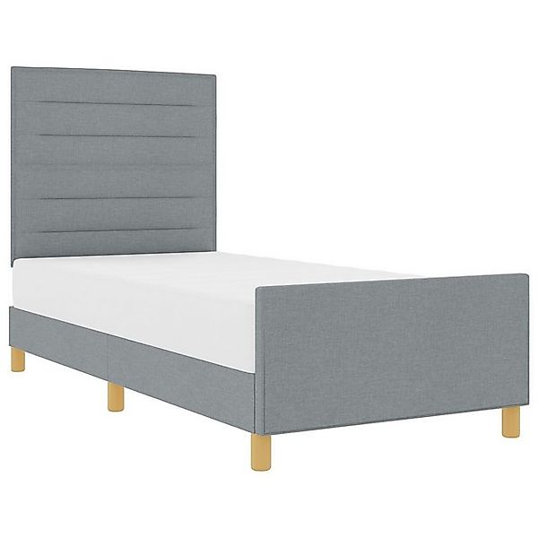 vidaXL Bett Bettgestell Hellgrau 100x200 cm Stoff (1-tlg) günstig online kaufen