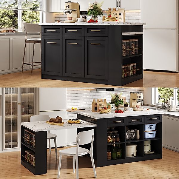 Flieks Kücheninsel mit ausziehbarer Esstisch und günstig online kaufen