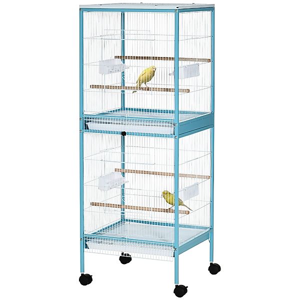 PawHut Vogelkäfig 2 in 1 Voliere für Drinnen mit 4 drehbaren Rädern, heraus günstig online kaufen