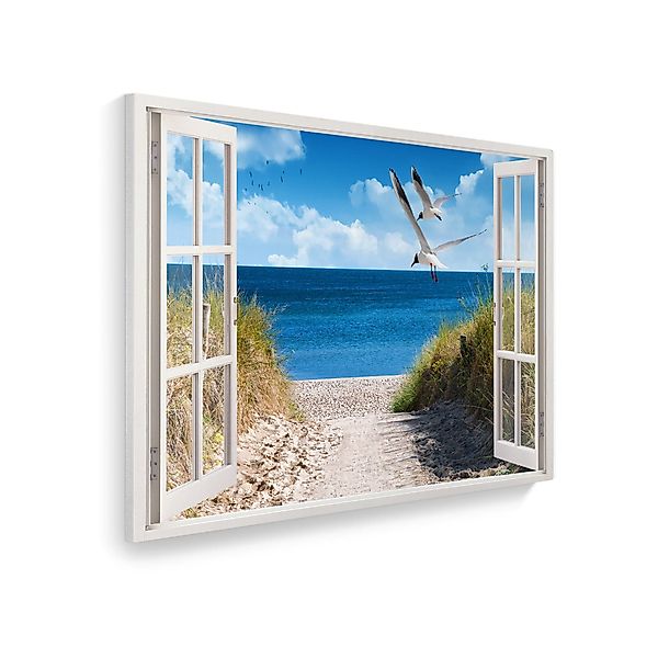 WallSpirit Leinwandbild "Fenster mit Aussicht", Strand günstig online kaufen