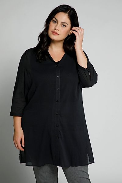 Ulla Popken Hemdblusenkleid Strandbluse Struktur Stehkragen günstig online kaufen