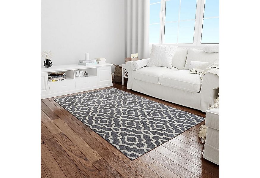 Jungengel Teppich Moderner Teppich mit orientalischem Muster – Grau Weiß, P günstig online kaufen