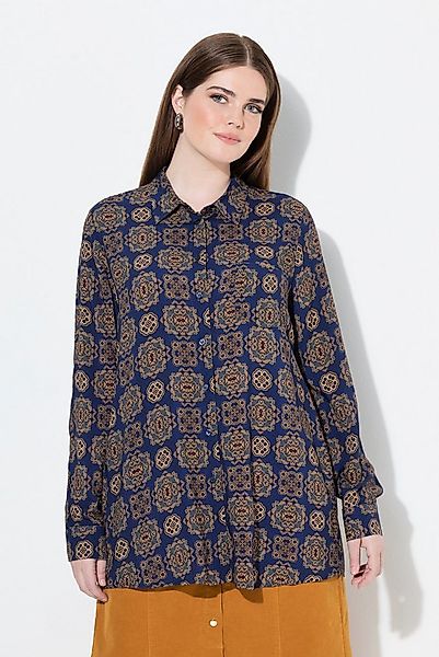 Ulla Popken Hemdbluse Hemdbluse Ornamente Hemdkragen Langarm günstig online kaufen