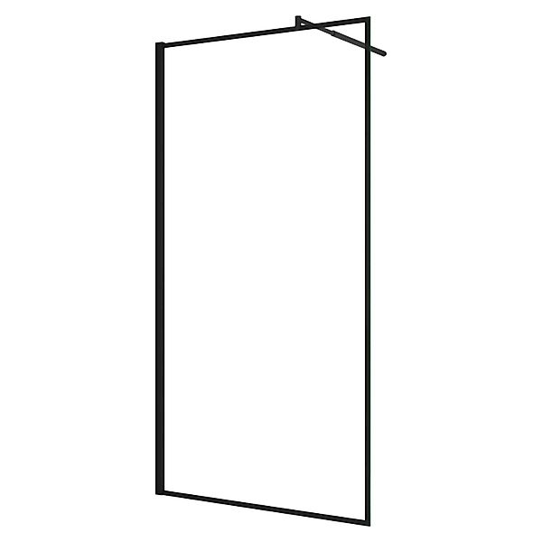 AICA 120x200cm Walk In Schwarz Aluminiumrahmen Duschwand mit Flexiblen Stab günstig online kaufen