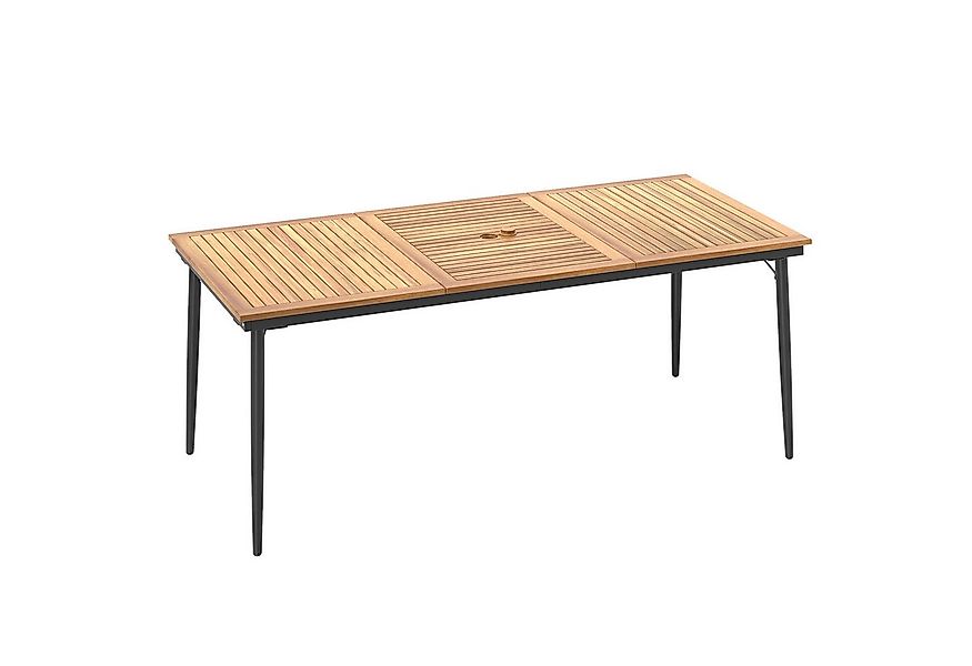 COSTWAY Gartentisch, mit Schirmloch, Akazienholz, 200x90cm Terrassentisch r günstig online kaufen